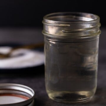 Mason Jar filled with simple syrup.