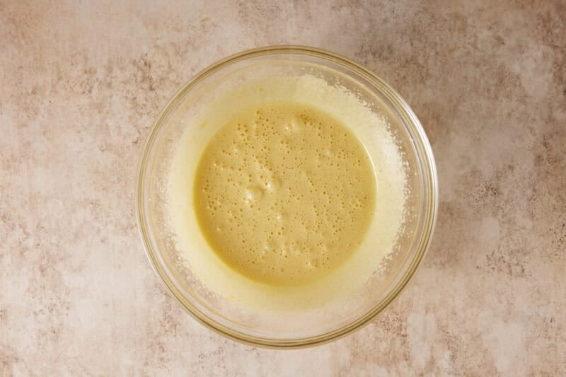 Almond Flour Cake batter in a glass bowl. 