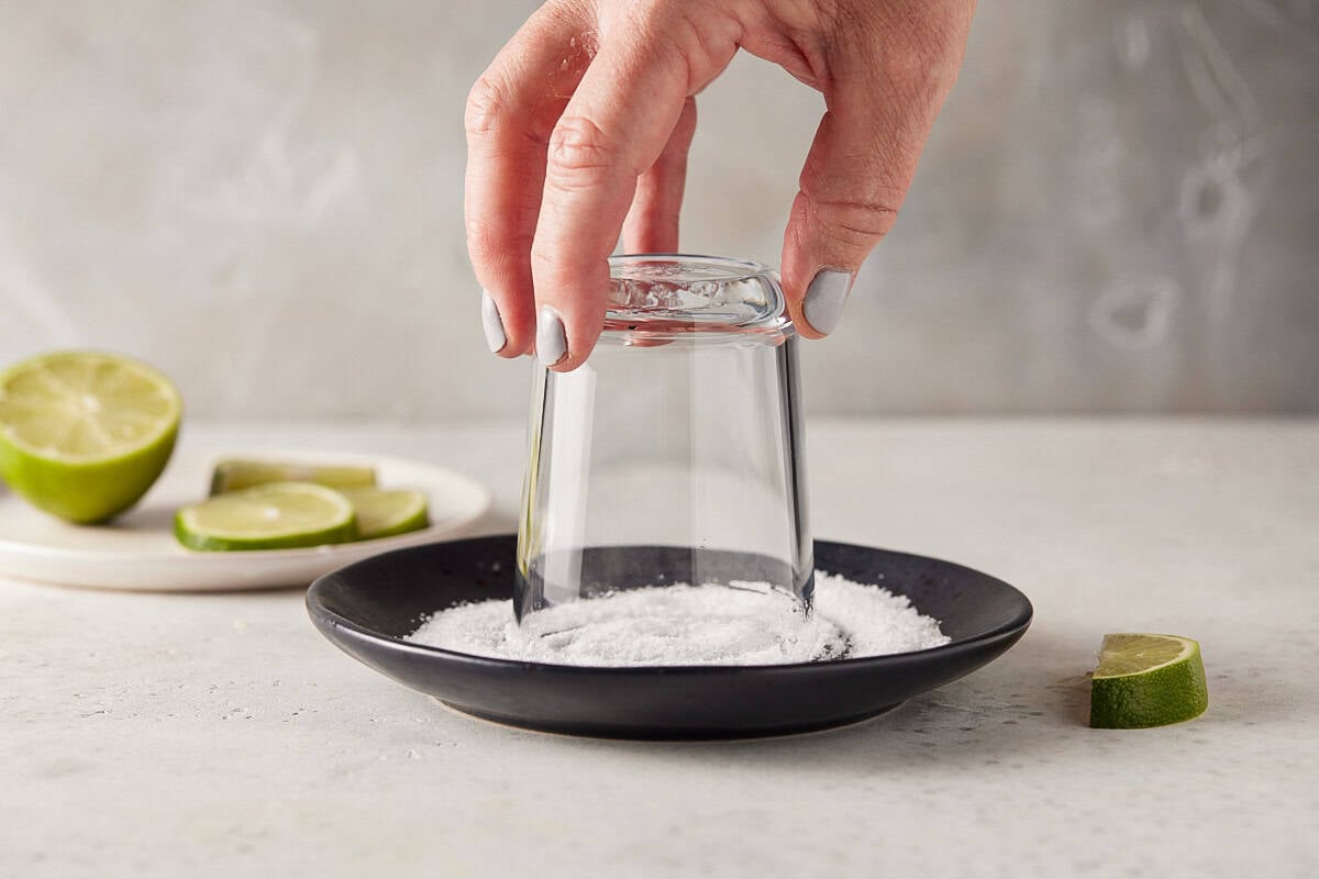 Glass inverted on plate of salt.