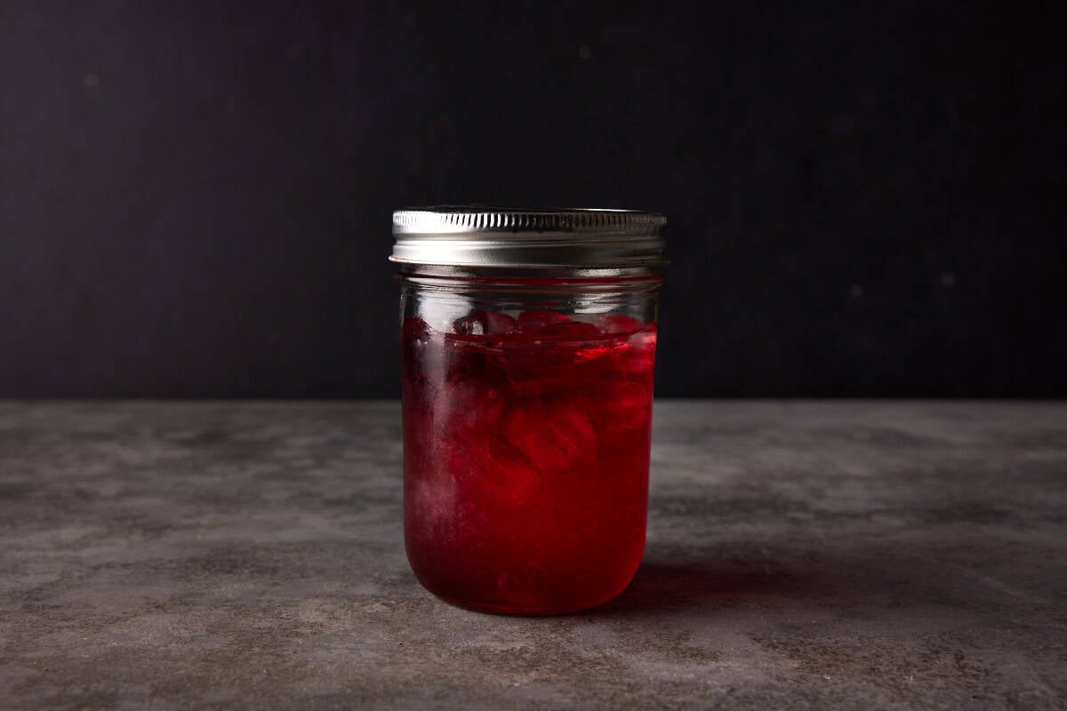 Cranberry margarita ready to shake.