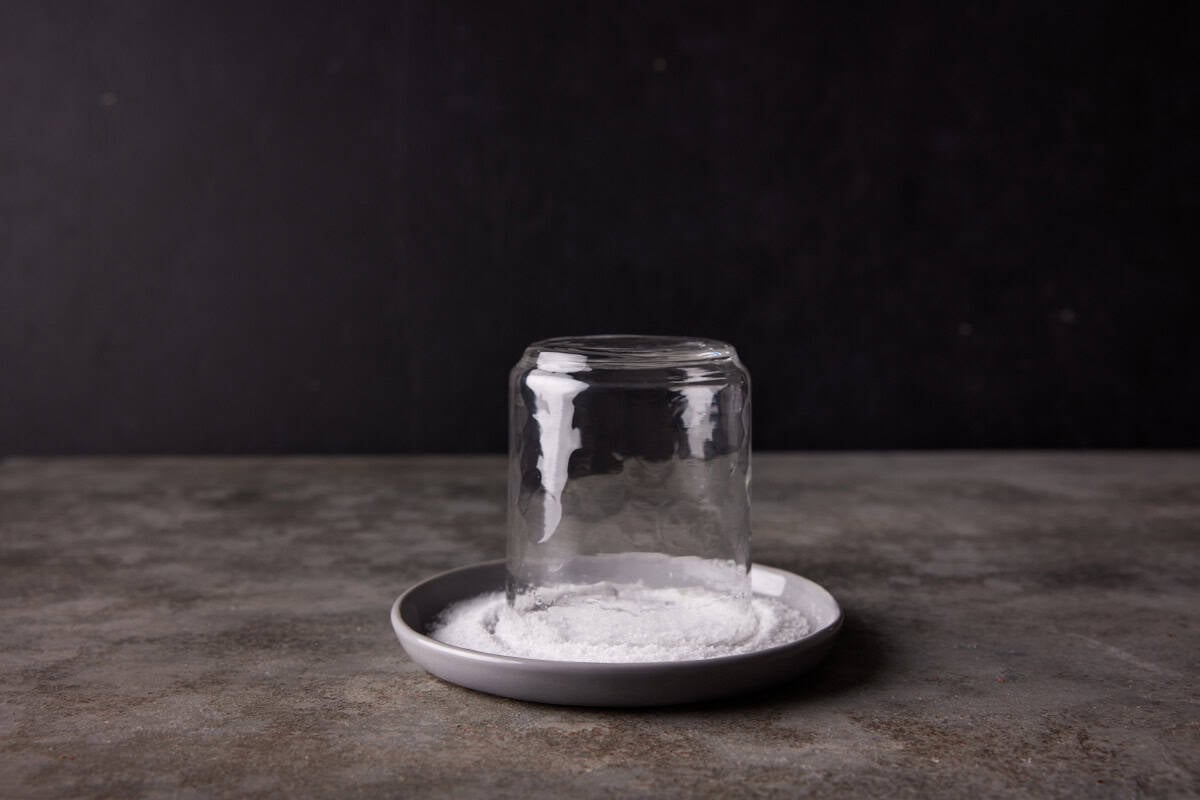 Glass inverted on a plate of salt.