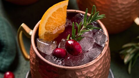 Cranberry Moscow Mule - Garnish with Lemon