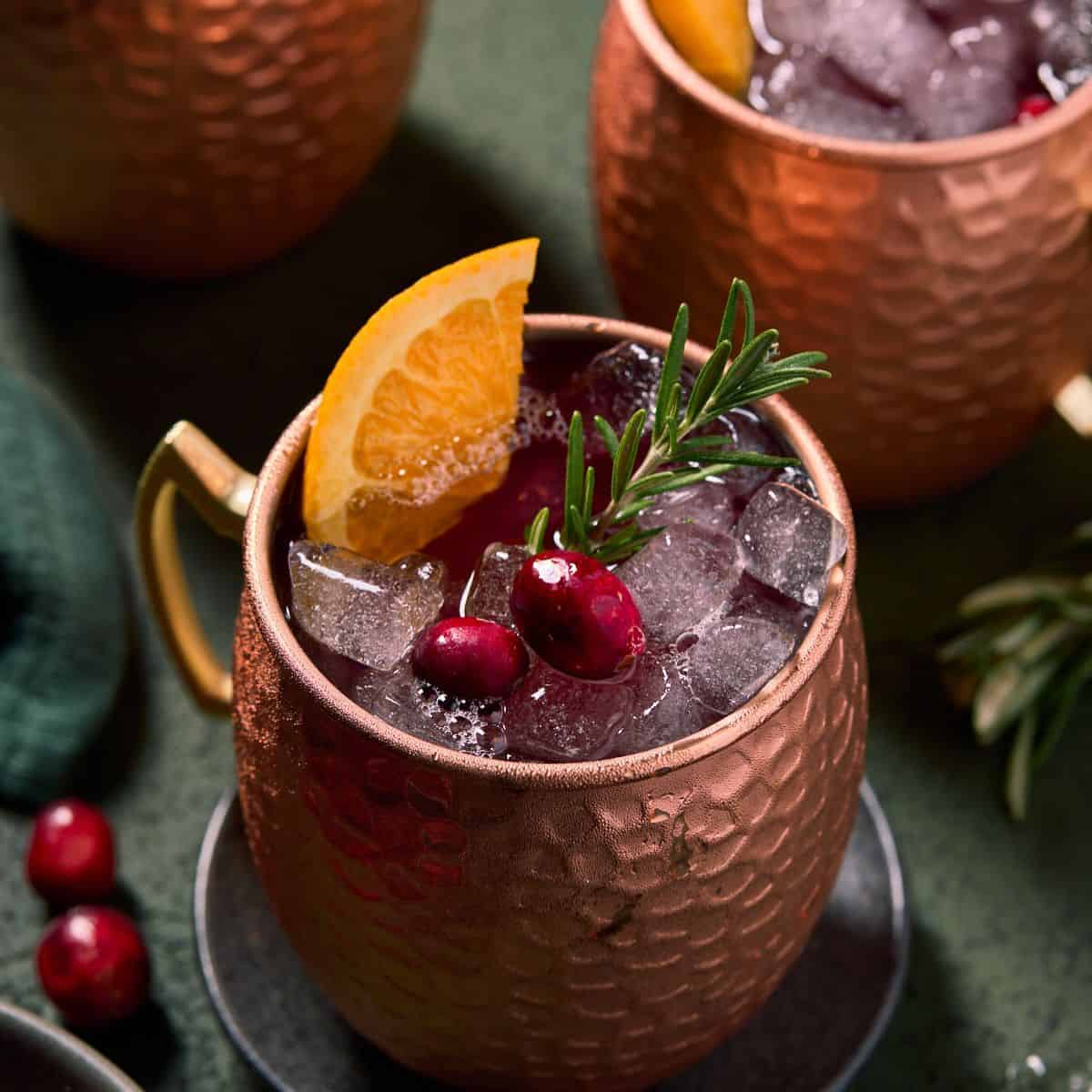 Cranberry Moscow Mule - Garnish with Lemon