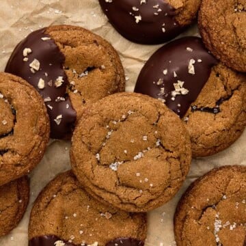 Baked Chewy Molasses On pachment with sugar sprinkles.