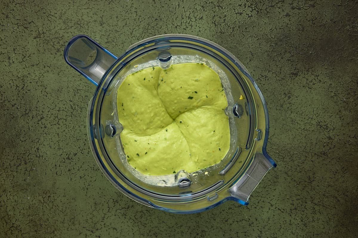 Creamy Avocado Dip in a blender jar.