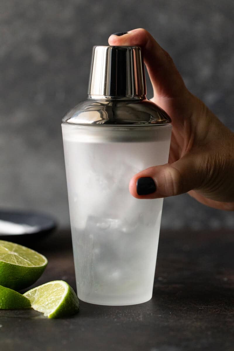 Filled shaker ready to shake.