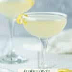 Two Elderflower Lemon Drop Martinis with a plate of sugar and lemon wedges.