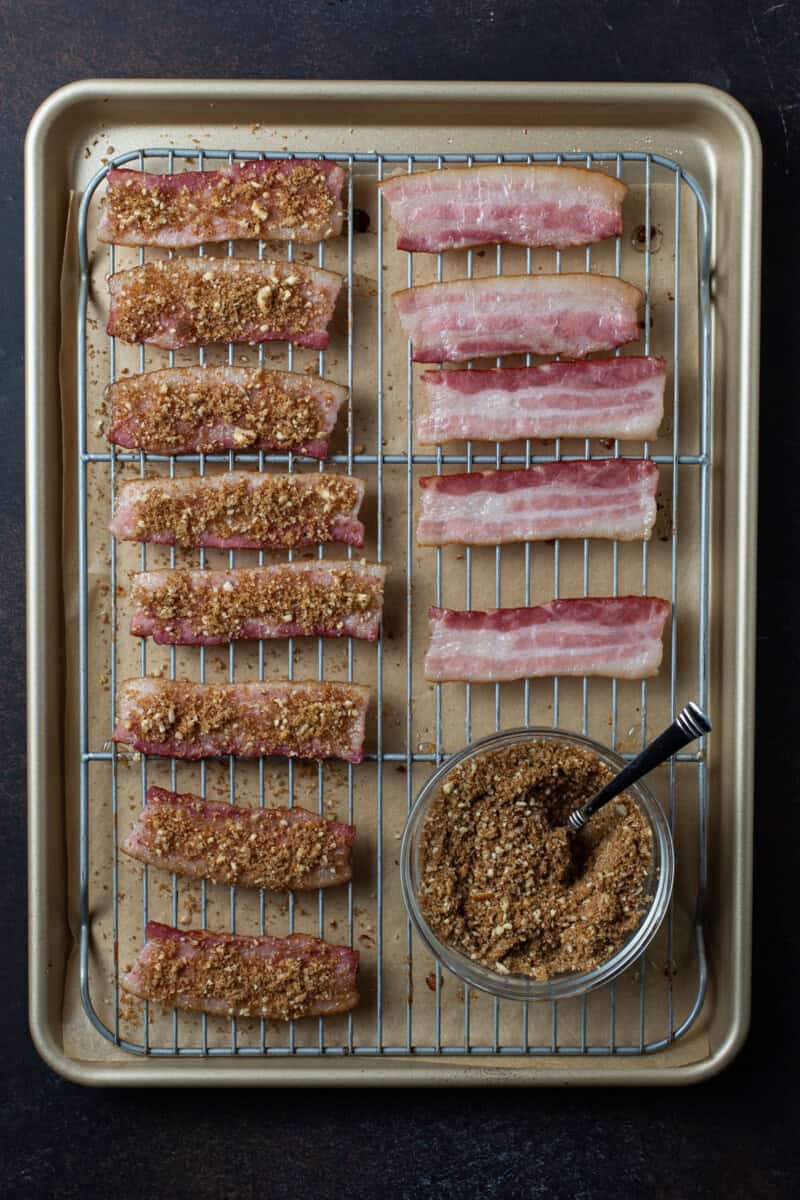 Par baked bacon with brown sugar topping on.
